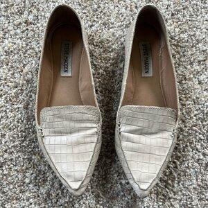 Steve Madden Cream Croc-Embossed Flats